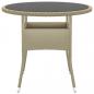 Preview: Gartentisch Ø80x75 cm Hartglas und Poly Rattan Beige