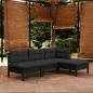 Preview: ARDEBO.de - 4-tlg. Garten-Lounge-Set mit Kissen Schwarz Kiefernholz