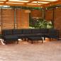 Preview: ARDEBO.de - 8-tlg. Garten-Lounge-Set mit Kissen Schwarz Kiefer Massivholz