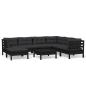 Preview: 8-tlg. Garten-Lounge-Set mit Kissen Schwarz Kiefer Massivholz