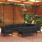 Preview: ARDEBO.de - 10-tlg. Garten-Lounge-Set mit Kissen Schwarz Massivholz Kiefer