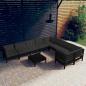 Preview: ARDEBO.de - 10-tlg. Garten-Lounge-Set mit Kissen Schwarz Kiefernholz