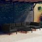 Preview: ARDEBO.de - 8-tlg. Garten-Lounge-Set mit Kissen Schwarz Massivholz Kiefer