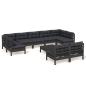 Preview: 10-tlg. Garten-Lounge-Set mit Kissen Schwarz Massivholz Kiefer