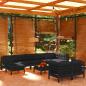Preview: ARDEBO.de - 10-tlg. Garten-Lounge-Set mit Kissen Schwarz Massivholz Kiefer