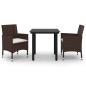 Preview: 3-tlg. Garten-Essgruppe mit Auflagen Poly Rattan und Glas