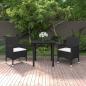 Preview: ARDEBO.de - 3-tlg. Garten-Essgruppe mit Auflagen Poly Rattan und Glas