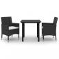 Preview: 3-tlg. Garten-Essgruppe mit Auflagen Poly Rattan und Glas