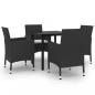 Preview: 5-tlg. Garten-Essgruppe mit Auflagen Poly Rattan und Glas