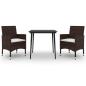 Preview: 3-tlg. Garten-Essgruppe mit Auflagen Poly Rattan und Glas
