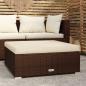 Preview: ARDEBO.de - Gartenhocker mit Kissen Braun 70x70x30 cm Poly Rattan