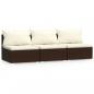 Preview: ARDEBO.de - 3-Sitzer-Sofa mit Kissen Braun Poly Rattan