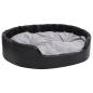 Preview: Hundebett Schwarz-Grau 99x89x21 cm Plüsch und Kunstleder