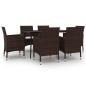 Preview: 7-tlg. Garten-Essgruppe mit Auflagen Poly Rattan und Glas