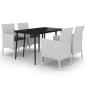 Preview: 5-tlg. Garten-Essgruppe mit Auflagen Poly Rattan und Glas