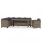 Preview: 3-tlg. Garten-Lounge-Set mit Kissen Poly Rattan Grau