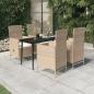 Preview: ARDEBO.de - 5-tlg. Garten-Essgruppe mit Kissen Beige