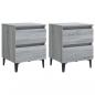 Preview: Nachttische mit Metallbeinen 2 Stk. Grau Sonoma 40x35x50 cm