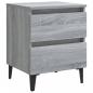 Preview: Nachttische mit Metallbeinen 2 Stk. Grau Sonoma 40x35x50 cm