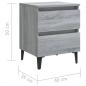 Preview: Nachttische mit Metallbeinen 2 Stk. Grau Sonoma 40x35x50 cm