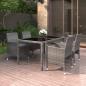 Preview: ARDEBO.de - 5-tlg. Garten-Essgruppe Poly Rattan und Hartglas Grau