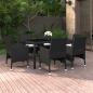 Preview: ARDEBO.de - 7-tlg. Garten-Essgruppe Poly Rattan und Hartglas Schwarz