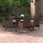 Preview: 7-tlg. Garten-Essgruppe Poly Rattan und Hartglas Braun