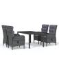 Preview: 5-tlg. Garten-Essgruppe Poly Rattan Grau