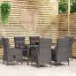 Preview: ARDEBO.de - 7-tlg. Garten-Essgruppe Poly Rattan Grau