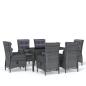 Preview: 7-tlg. Garten-Essgruppe Poly Rattan Grau