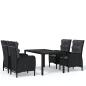 Preview: 5-tlg. Garten-Essgruppe Poly Rattan Schwarz