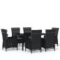 Preview: 7-tlg. Garten-Essgruppe Poly Rattan Schwarz