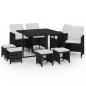Preview: 9-tlg. Garten-Essgruppe mit Kissen Poly Rattan Schwarz