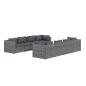 Preview: 9-tlg. Garten-Lounge-Set mit Auflagen Poly Rattan Grau