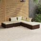 Preview: ARDEBO.de - 5-tlg. Garten-Lounge-Set mit Kissen Poly Rattan Braun