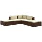 Preview: 5-tlg. Garten-Lounge-Set mit Kissen Poly Rattan Braun