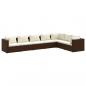 Preview: 7-tlg. Garten-Lounge-Set mit Kissen Poly Rattan Braun