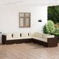 Preview: ARDEBO.de - 7-tlg. Garten-Lounge-Set mit Kissen Poly Rattan Braun