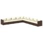 Preview: 9-tlg. Garten-Lounge-Set mit Kissen Poly Rattan Braun