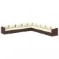 Preview: 9-tlg. Garten-Lounge-Set mit Kissen Poly Rattan Braun
