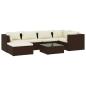 Preview: 7-tlg. Garten-Lounge-Set mit Kissen Poly Rattan Braun
