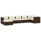 Preview: 7-tlg. Garten-Lounge-Set mit Kissen Poly Rattan Braun