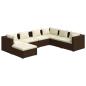 Preview: 7-tlg. Garten-Lounge-Set mit Kissen Poly Rattan Braun