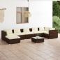 Preview: ARDEBO.de - 8-tlg. Garten-Lounge-Set mit Kissen Poly Rattan Braun