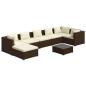 Preview: 8-tlg. Garten-Lounge-Set mit Kissen Poly Rattan Braun