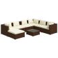 Preview: 8-tlg. Garten-Lounge-Set mit Kissen Poly Rattan Braun