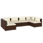Preview: 6-tlg. Garten-Lounge-Set mit Kissen Poly Rattan Braun