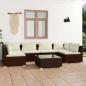 Preview: ARDEBO.de - 7-tlg. Garten-Lounge-Set mit Kissen Poly Rattan Braun