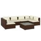 Preview: 7-tlg. Garten-Lounge-Set mit Kissen Poly Rattan Braun