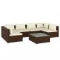 Preview: 7-tlg. Garten-Lounge-Set mit Kissen Poly Rattan Braun
